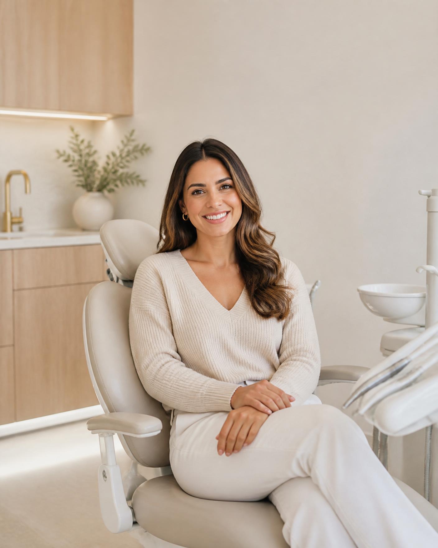 A relaxed patient smiling in a bright, modern Riverside Dental treatment room